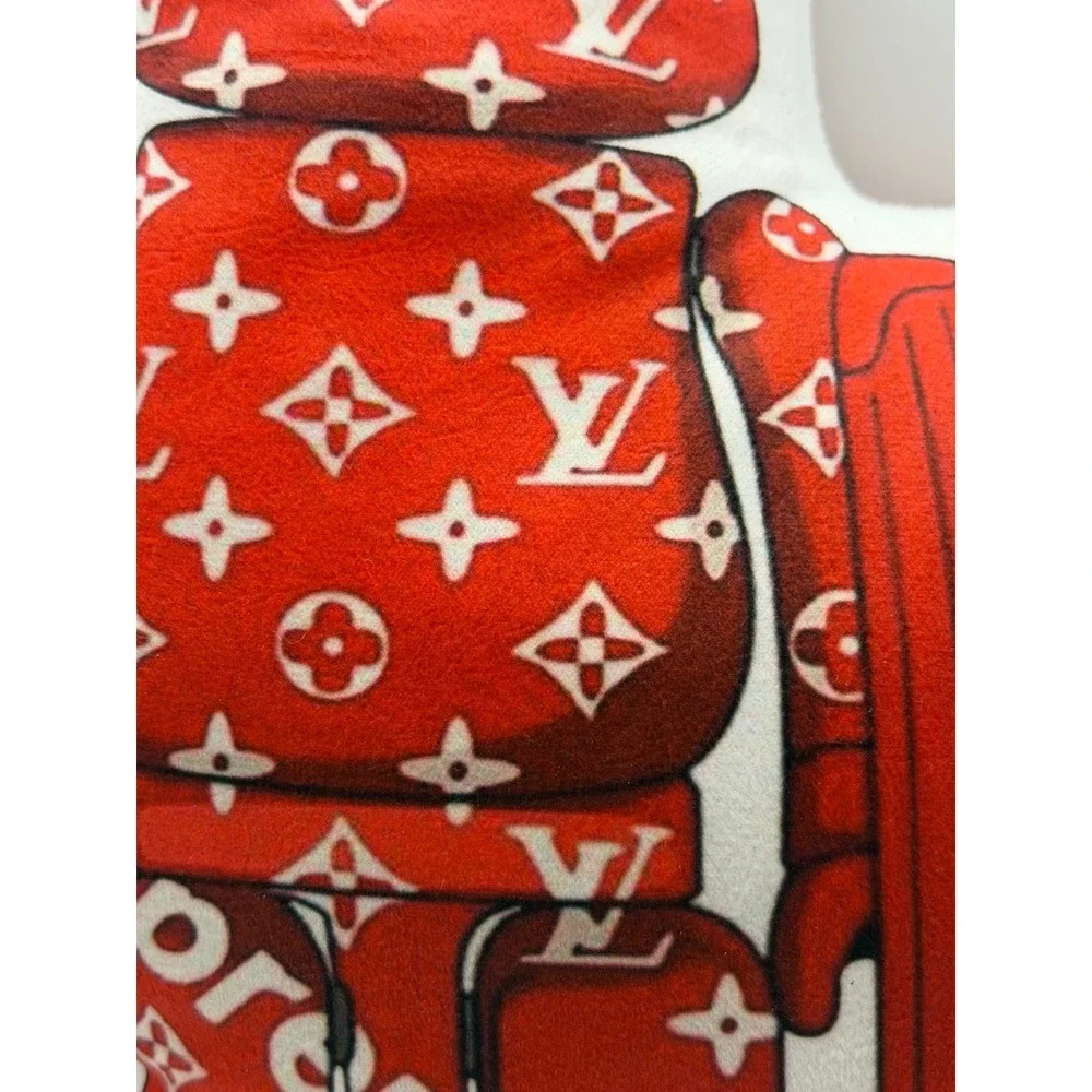 Supreme Louis Vuitton Monogram Bearbrick Style Plush Decorative Pillow Red White